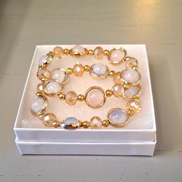 Pink & Purple Hue Beaded Bracelets - Picture 1 of 5